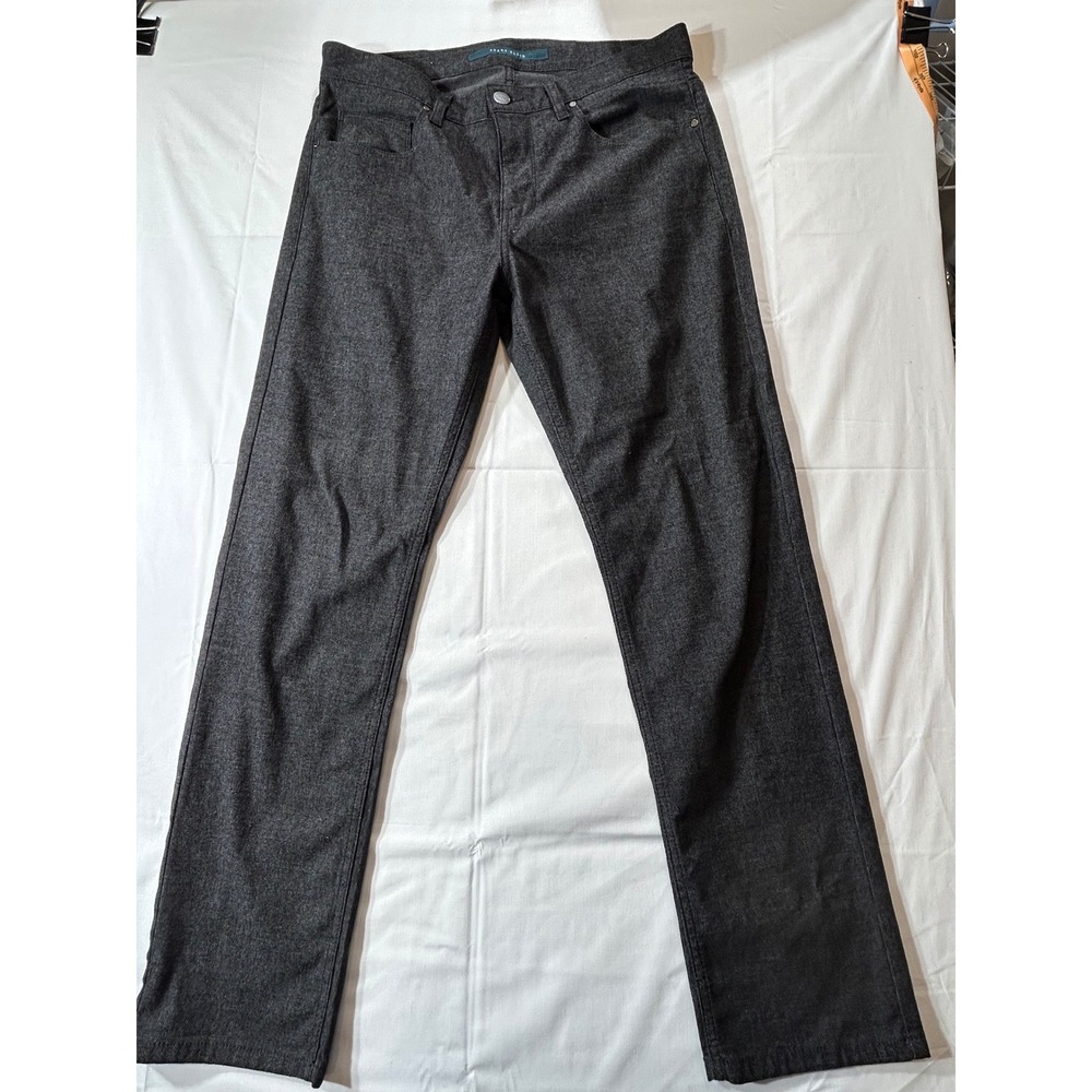 Perry Ellis Mens Charcoal Gray Textured Straight Leg Stretch Pants 32x30